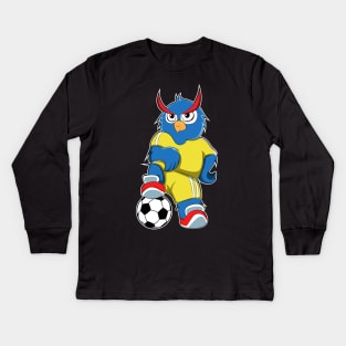 Owl as Soccer player with Soccer ball Kids Long Sleeve T-Shirt